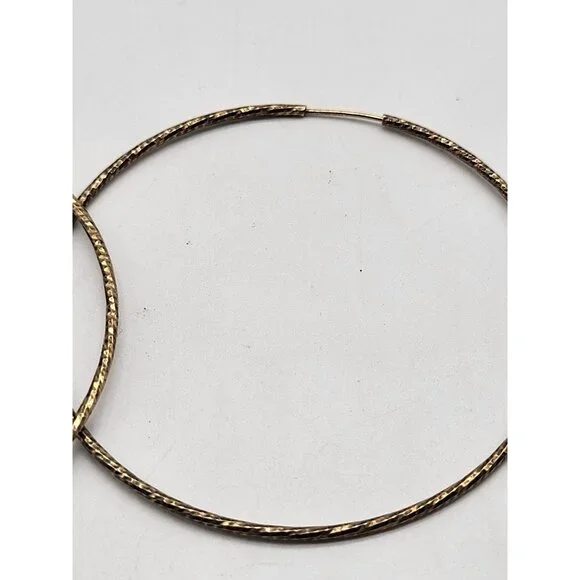 VTG Dyadema Sterling Silver 925 Textured Thin Hoop Earrings - Picture 4 of 9